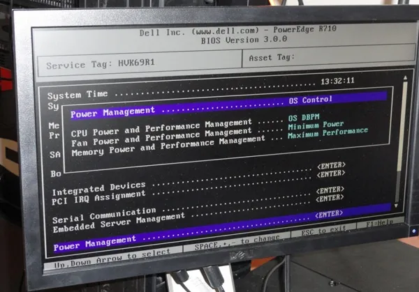 Power Management Setting in Main System BIOS