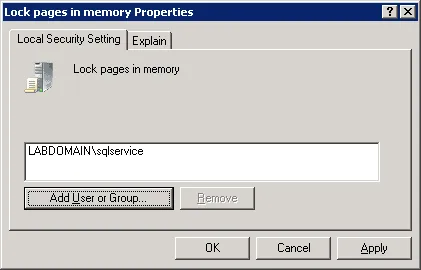 Granting Right to SQL Server Service Account