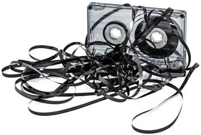 obsolete tangled cassette tape