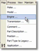 Map menu with Engine highlighted