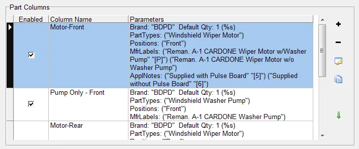 Part columns grid