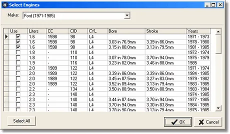 Select Engines dialog