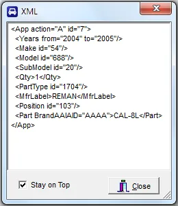 Row source XML viewer